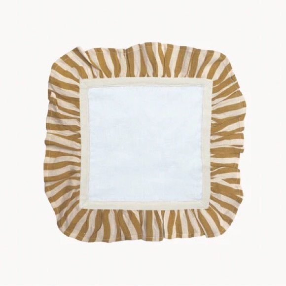 NEW Set of 4 Amuse La Bouche Ochre Candy Stripe Napkins 100% Linen - Picture 6 of 6